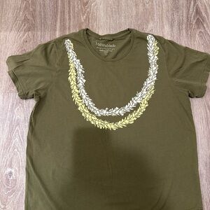 Mahina Made Olive Green Tee with Lei
